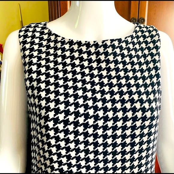 Beymen black & White houndstooth pattern sheer viscone dress at knee US 12 - Picture 12 of 16